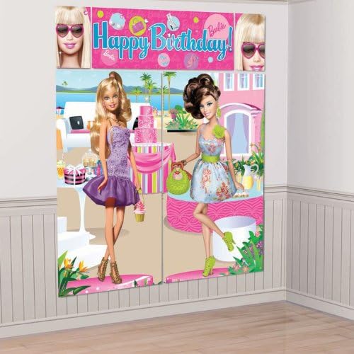 New Art BARBIE DOLL SCENE SETTER Happy Birthday Party Wall Decoration Room Decor House