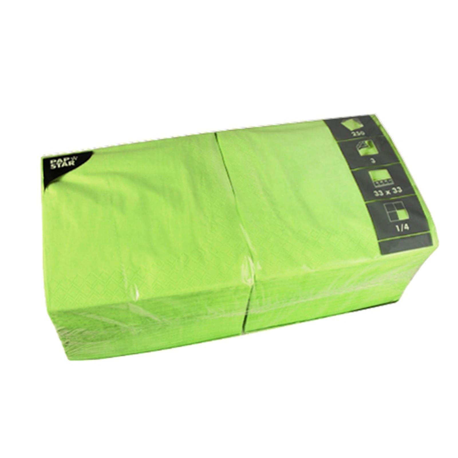 Papstar 81656 3-Ply 1/4-Fold Serviettes 33 x 33 cm Apple Green (Pack of 250)