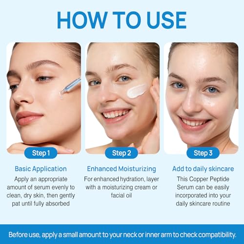 Copper Peptides Ghk-cu Serum, Ghk-cu Peptide Serum, Copper Peptide Serum for Tightening, Collagen Boosting & Hydrat, Reduces Fine Lines and Wrinkles (2PC, 60ML)