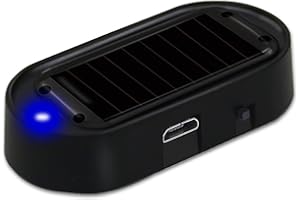 SHUDYEAR Car Solar Power Simulated Dummy Alarm, Anti-Theft LED Flashing Security Light Fake Lamp, Automotive Warning Interior Safety Lights with USB Charger Port,Car Alarm Light Fake Lamp (Blue)