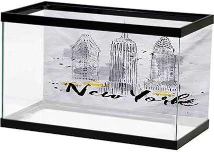 Amazon Com Sllart Background Fish Tank Watercolor Skyscrapers