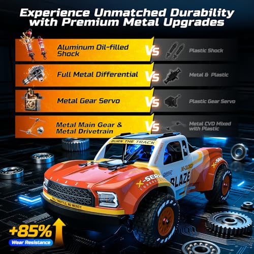 DEERC 1205 1/14 Brushless RC Car for Adults,Max 43 mph,Electric 4x4 Off-Road RC Truck, Waterproof Monster Truggy, All Terrain Fast Remote Control Drift Car for Boys 8-12, 3S Lipo Compatible