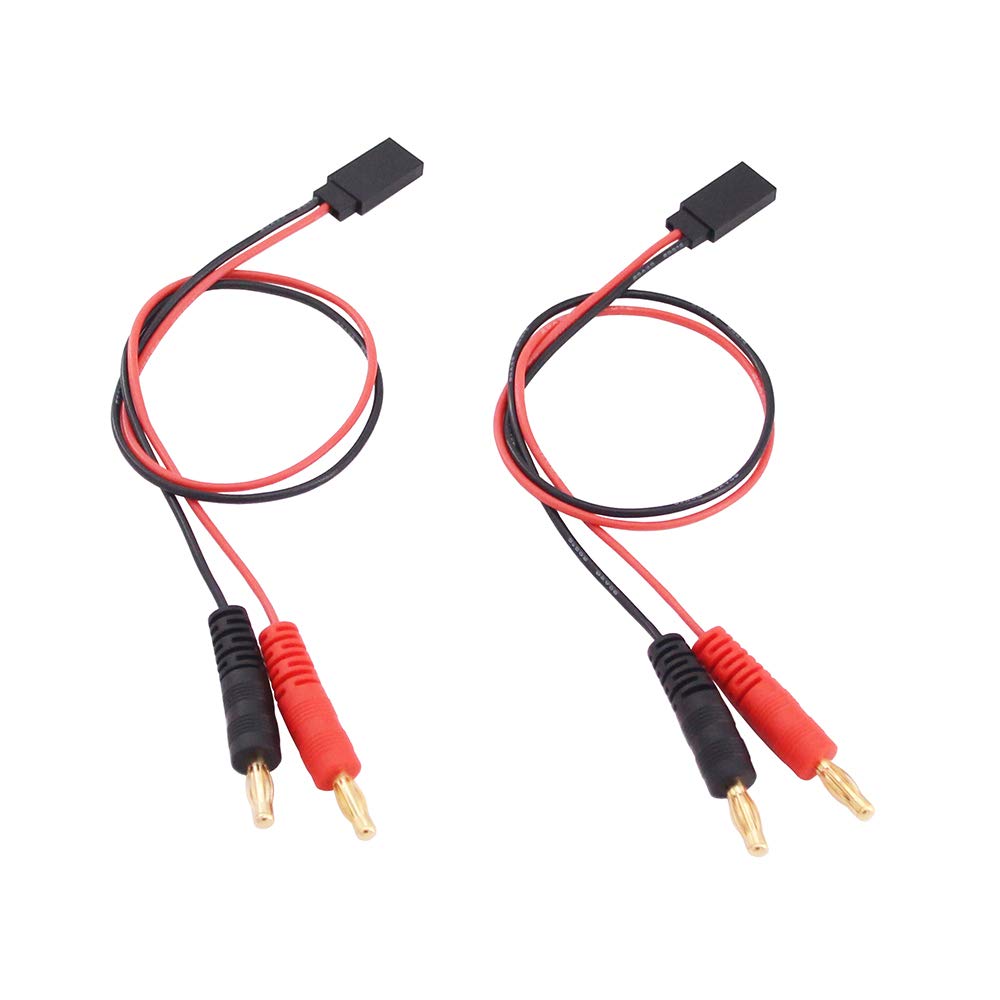 OliYin 2pcs Futaba Style Receiver Plug to 4mm Banana Connector Battery Charge Lead Adapter 20awg 30cm Cable(pack of 2)