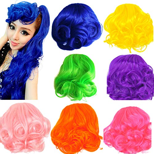 TEEMI-Wavy False Bang Bun Wig Hairpiece Clip in Hair Extensions Accessories 8 Colors (Purple)