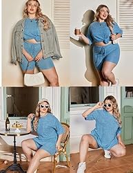 IN'VOLAND Women's Plus Size 2 Piece Outfits Short