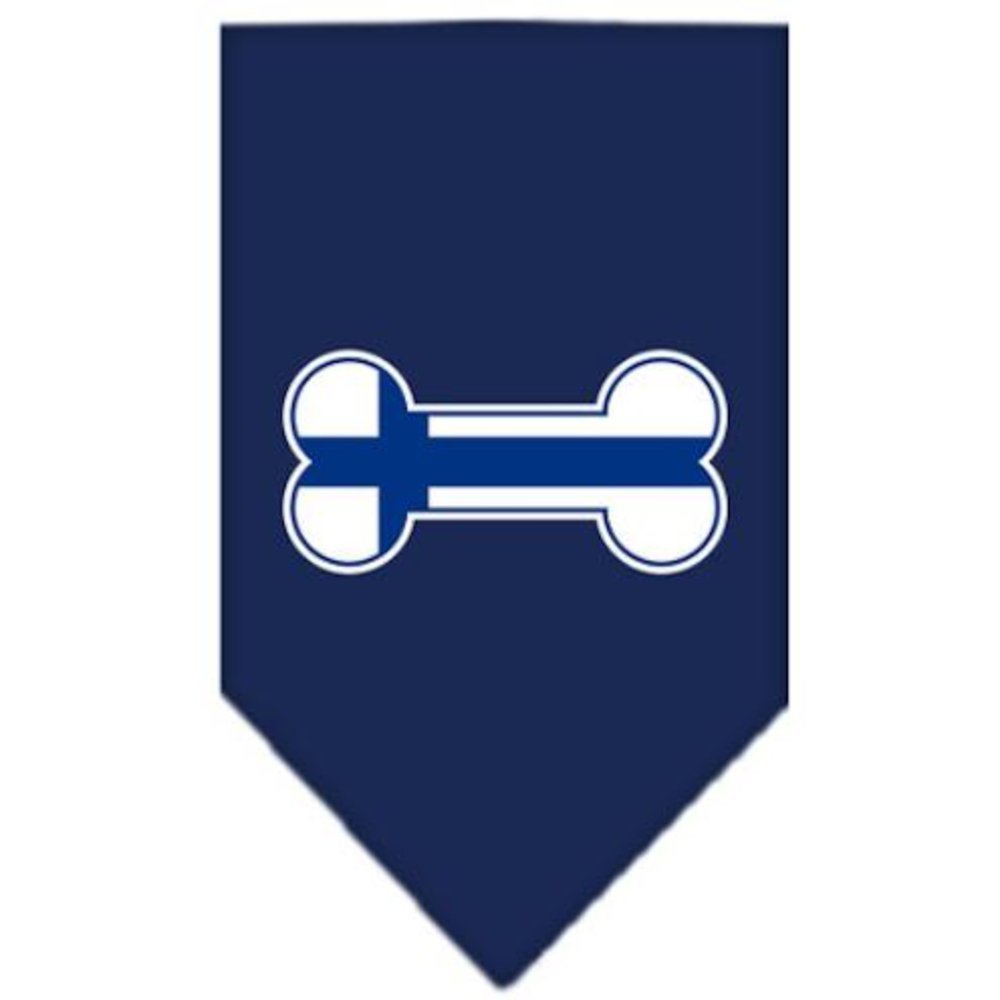 Mirage Bone Flag Finland Screen Print Dog Bandana, Small, Navy Blue