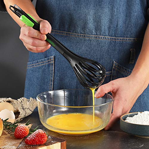 Hypermotion - Kitchen Tongs - 3 in 1 Multifunctional Egg Whisk Nylon Food Tongs for Kitchen Utensils - whisps - Egg Beater - Tongs for Cooking - Pasta Spaghetti Clip - Blender Mixer - Grill Tongs
