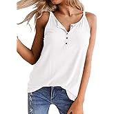 Onedreamer Womens Henley Tank Tops Button Up Shirts Workout Summer Casual Sleeveless Tunics Loose Fit Tees Blouse