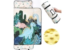 JERORAY Toddler Nap Mat for Daycare Preschool: Kids Sleeping Bag with Pillow and Blanket for Boys Girls Kindergarten Prek Naptime Slumber Bag Easy Roll up Extra Thick Long Padded