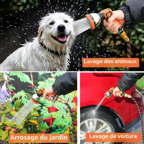 Expandable Garden Hose 30m 100ft Magic Flexible Garden Hose with 10 Upgraded Water Spray Modes, 3 Layers Latex Tangle Free, Garden Hose for Gardening and