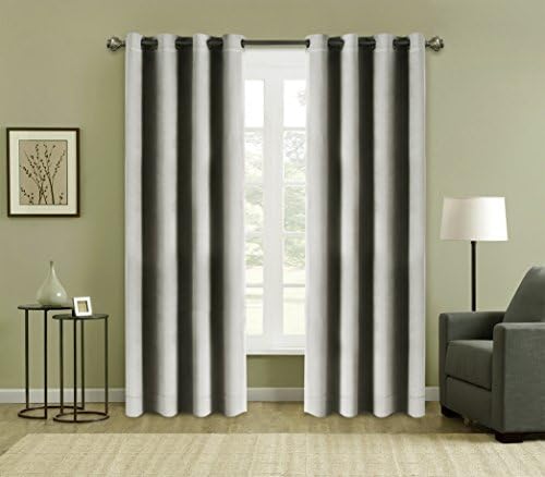 FirstHomer Solid Matt Heavy Velvet Curtain Drape Panel Super Soft Handfeel Luxury Nickle Grommet Silver Greye 50Wx63L Inch (Set of 2 Panels)Collection Theater| Bedroom| Living Room| Hotel