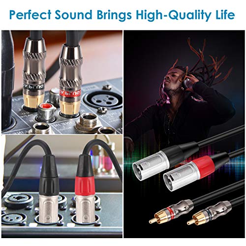 Devinal XLR to RCA Stereo Interconnect Cable, Heavy Duty Dual XLR Male