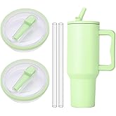 Flip Straw Lid Compatible with Stanley Cup Reusable Lid Spill Proof Tumbler Cover Compatible with Stanley Cup Leak Proof Quencher Straw Cover for 40 Oz Tumbler-2 Pack