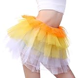 Anleolife 12" Kids Adults Girl Sequins Tutu Skirts Dance Tutus (orange yellow)