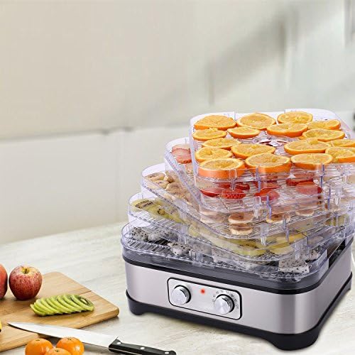Bvivoa Food Dehydrator Fruit-Meat Dryer with Temperature Control, 5 Stackable Trays, BPA-Free (5 Trays, 35-70°C)