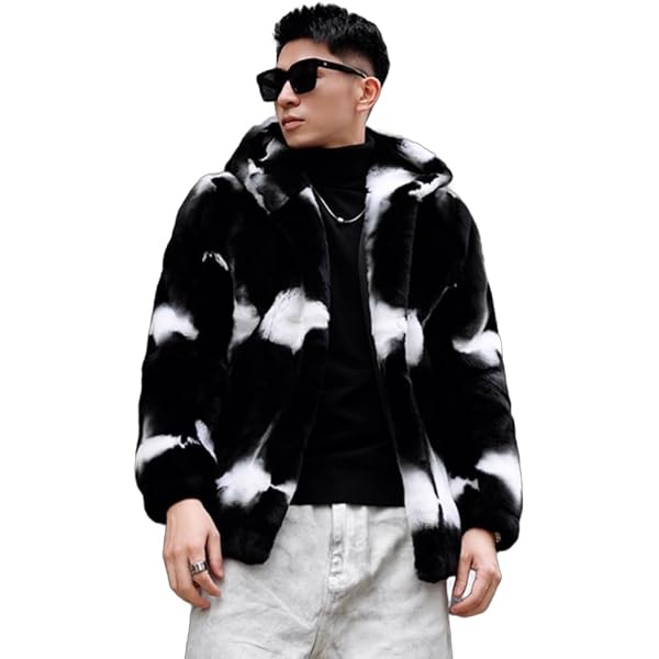 Denny&Dora Men's Brown Raccoon Fur Trench Coat Mid-Length Style