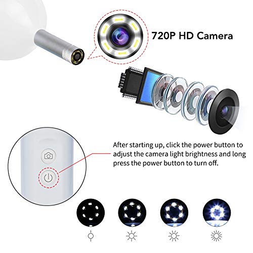 Otoscope Ear Cleaner Wireless Ear Camera 720P HD Earwax Removal Tool with 6 Adjustable LEDs for iOS and Android Smartphone, iPhone, iPad, Samsung