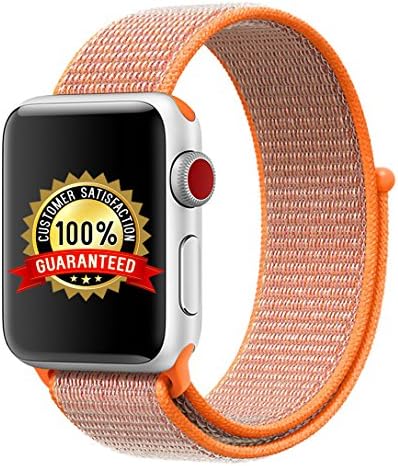Langte Apple Watch Sport Loop band 38mm with Hook and Loop Fastener Adjustable Closure Wrist Strap Replacement Band for iwatch Apple Watch Series 3 /2 / 1,Spicy Orange