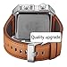 Top Plaza Men's Square Digital Electronic Genuine Leather Band 3ATM Waterproof LCD Sport Watch Casual Business Quartz Military Multifunction Back Light