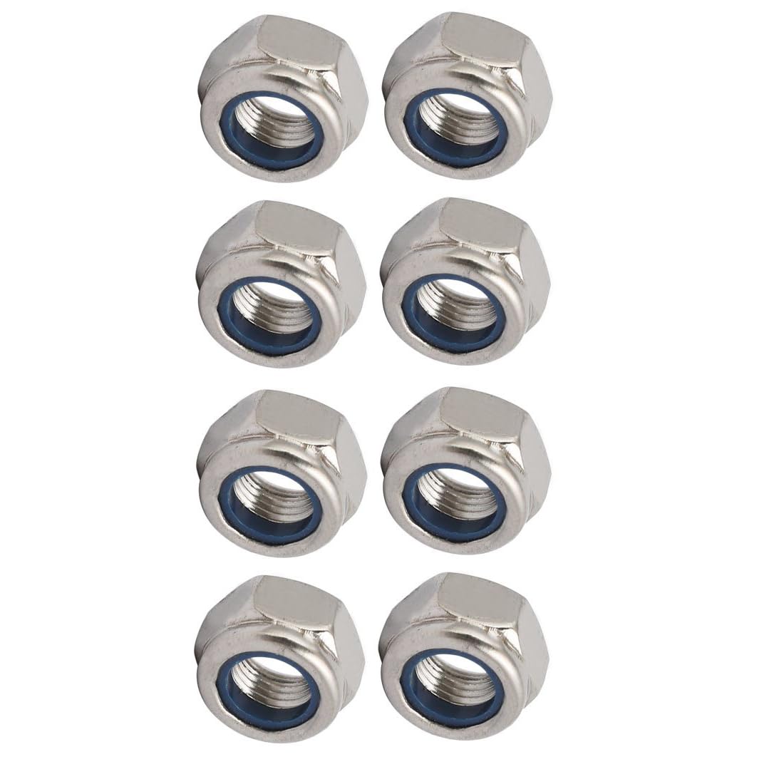 Boxonly Hex Lock Nuts for Door Construction Machinery Shipbuilding 304 Stainless Steel Lock Nuts Anti-Loose Locknuts M12 x 1.25mm 8pcs