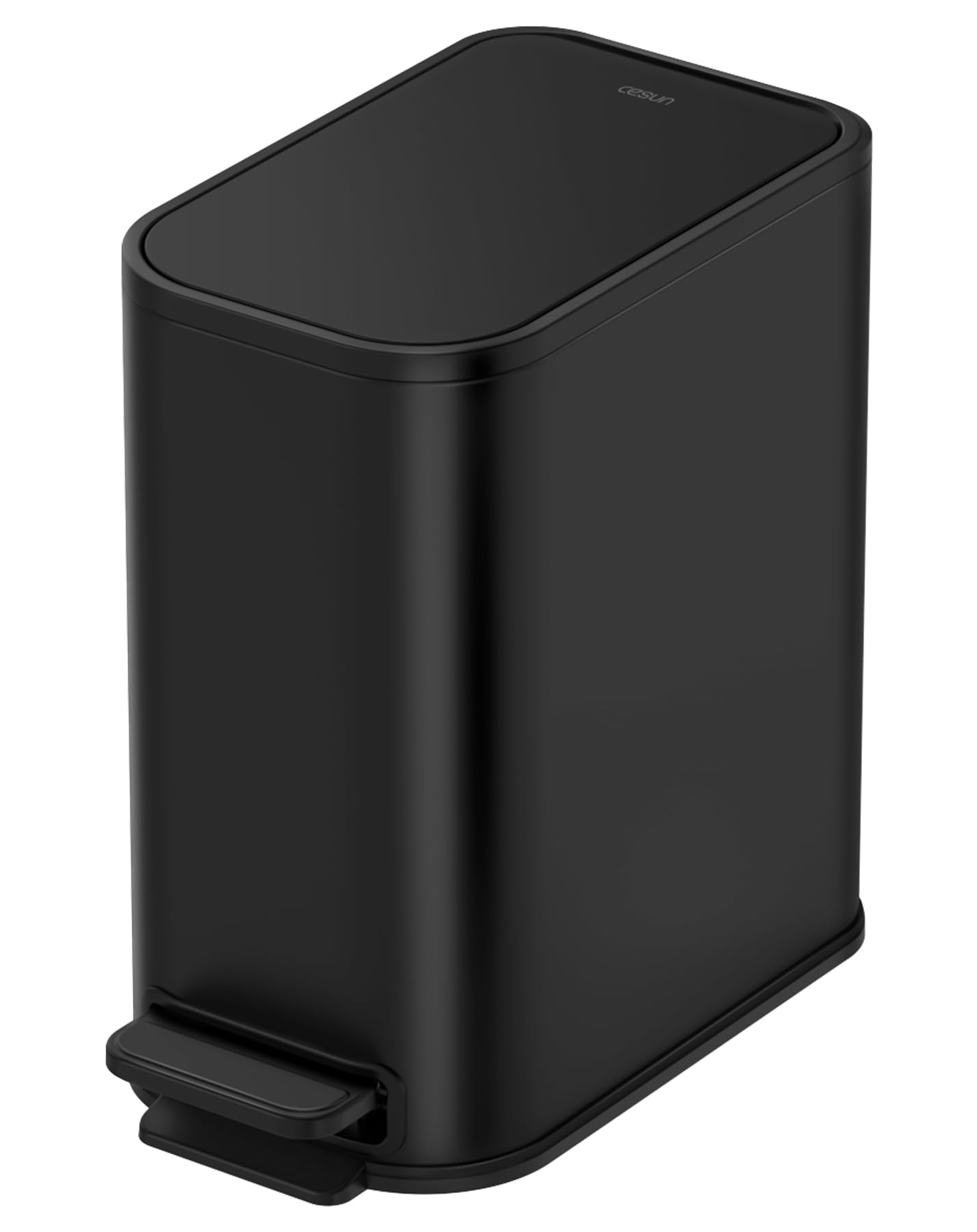 Photo 1 of Cesun Small Bathroom Trash Can with Lid Soft Close, Step Pedal, 5 Liter / 1.3 Gallon Stainless Steel Garbage Can with Removable Inner Bucket, Waste Basket for Bathroom, Bedroom (Matte Black)
