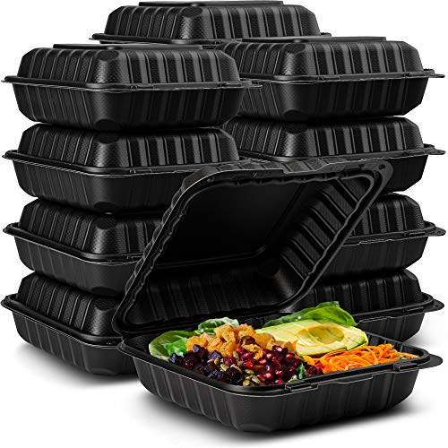 EcoFriendly Meal Prep Containers [50Pack 8x8x3"] Disposable to go