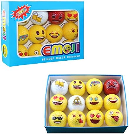 Westore Emoji Golf Balls Dozen for Men and Women - Professional Practice Golf Balls - Set of 12 Emoji Designs Golf Balls- Beer, Ninja, Kiss, Heart Eyes...