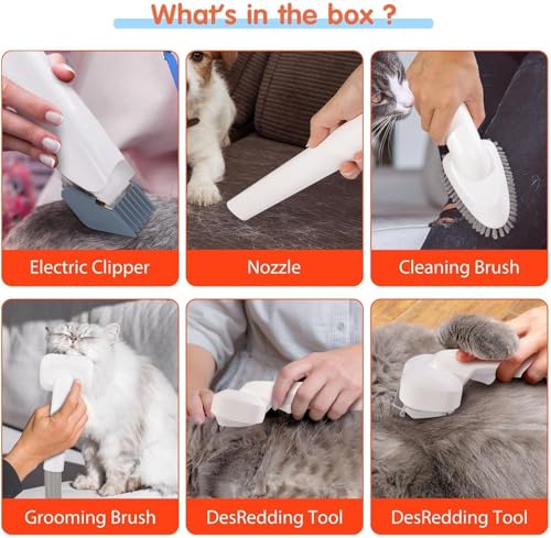 SKY-TOUCH Pet Grooming Kit and Hair Vacuum, 12 in 1 Shedding Grooming Kit, Vacuum Suction 99%, 2L Large Capacity Low Noise Hair Remover Supplies for Dogs & Cats, Professional Grooming Shedding Tools