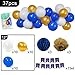 PartyWoo Blue and Gold Balloons, 37 pcs 12 in Royal Blue Balloons, White Gold Balloons, Tissue Pom Poms, Royal Banner, Gold Navy Blue Balloons, Royal Blue and Gold Balloons for Royal Blue Baby Shower