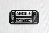 Home Theater Decor Movie Ticket ADMIT ONE 12208 Metal Wall Art