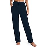 Urban CoCo Women's Straight Leg Long Pants Elastic High Waist Drawstring Casual Trousers with Pockets