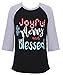DUTUT Joyful Merry And Blessed Christmas T Shirt Women 3/4 Splicing Sleeve O-Neck Tee Top Blouse size XL (Black)