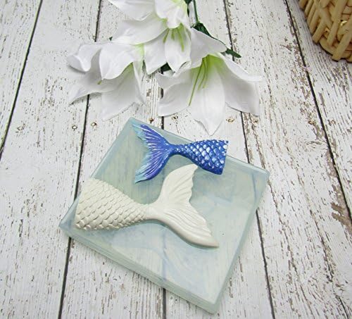 Two Mermaid Tails 3.75" and 3" Soft Silicone Mold for Fondant, Polymer Clay, Cake Decorating