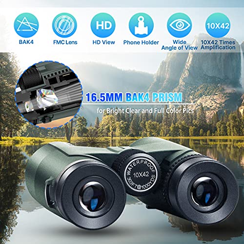Binoculars for Adults,10X42 High Power Compact Binoculars for Bird Watching Hunting Travel
