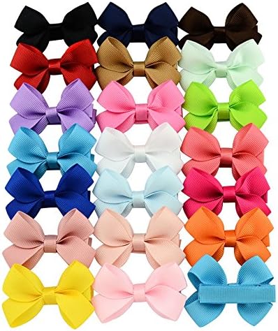 Welandtech 20pcs 2 Inch Boutique Baby Girls Infant Hair Bows Grosgrain Ribbon Clips (2 Inch 20Pack)