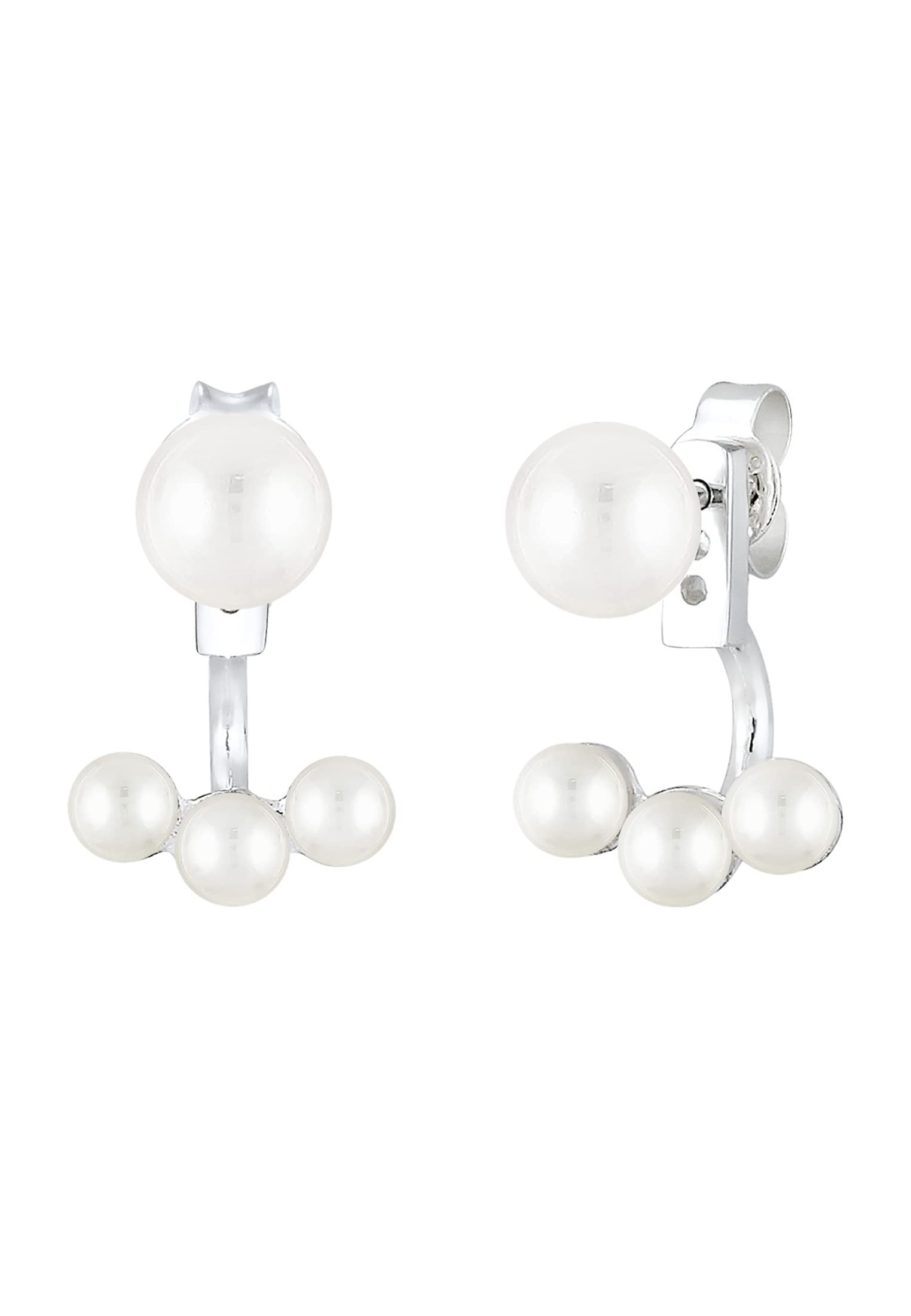 Elli Women Silver 925 Sterling Silver Pearl Front Back Earrings