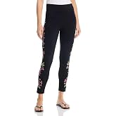 Johnny Was Maddy Leggings Cotton Floral Embroidered Legging Flower Pant Black NEW
