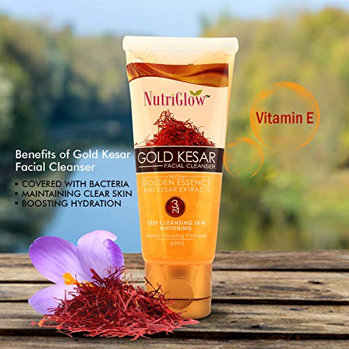NutriGlow Gold Kesar Facial Kit (250gm + 10ml) with Bleach Cream (43gm) & Face Wash (65ml), All Skin Types (Pack Of 3) 5 NutriGlow Gold Kesar Facial Kit (250gm + 10ml) with Bleach Cream (43gm) & Face Wash (65ml), All Skin Types (Pack Of 3) - Image 5
