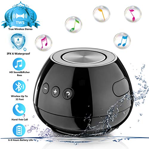 Bluetooth Portable Wireless Speakers TWS Waterproof Shower IPX6 Speaker Splashproof,Enhanced Bass,Built-in-Mic Handsfree Call Speakerphone Compact Desktop Speaker Pc Smartphone