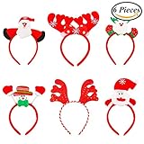 Resinta 6 Pieces Christmas Headband Reindeer Antlers Headband Santa Headbands for Christmas Holiday Costume Party