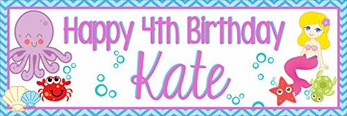 Happy Birthday Mermaid Custom Banner