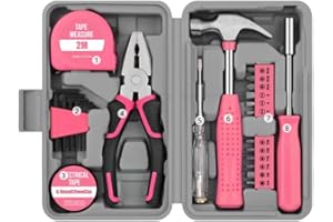 24-Piece Household Tool Kit with Bits for Home Repairs and DIY Projects, Includes 2M Tape Measure, Hex Wrenches, Wire Cutter,