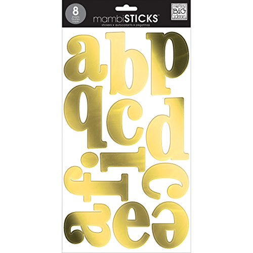 me & my BIG ideas mambiSTICKS Century Lowercase Gold Foil Stickers, 8 Sheets