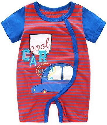 Yanzi6 Baby Infant Toddler Cotton Cartoon Goku Romper Jumpsui (18-24 Months, Blue-Bus)