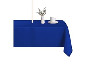 LUSHVIDA Rectangle Outdoor Tablecloth with Umbrella Hole and Zipper, 60x120 Inch Blue, Washable Waterproof Table Cloth Spill Proof Wrinkle Free Table Cover for Patio Spring Summer Picnic BBQS