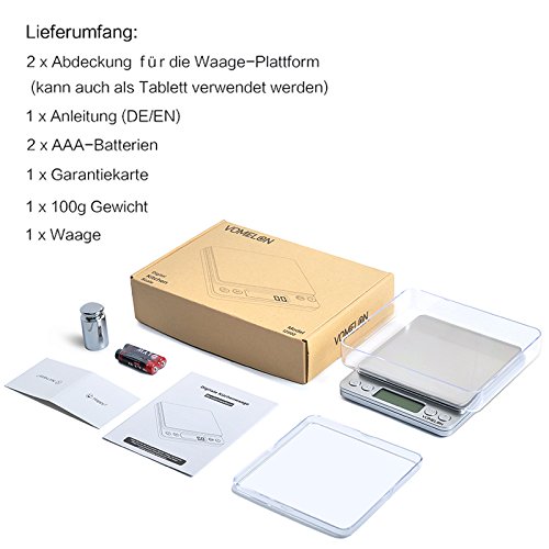 Digitale Waage, 500*0.01g Kleine Waage, Grammwaage mit Stückzählung Funktion, Tara-Funktion, 6 Einheiten Konvertierung, ideal zum Messen von Zutaten, Schmuck, Gold, Briefmarken(Silber)