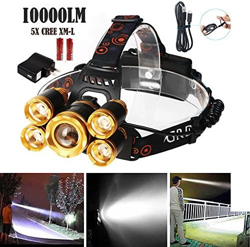 Headlamp 10000 Lumens 5T6 headlamp rechargeable usb led bright Best Waterproof Zoomable Rechargeable Headlight Flashlight Torch headlamp car light headlamps led bright Camping Hunting Cycling Running