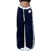 SOLY HUX Women's Wide Leg Y2k Sweatpants Drawstring Waist Casual Baggy Jersey Pants Streetwear