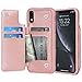 Arae Case for iPhone Xr - Wallet Case with PU Leather Card Pockets [Shockproof] Back Flip Cover for iPhone Xr 6.1 inch (Rosegold)