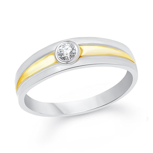 VK Jewels Simple Single Stone Gold and Rhodium Plated Alloy Ring for Men - FR2041G [VKFR2041G]